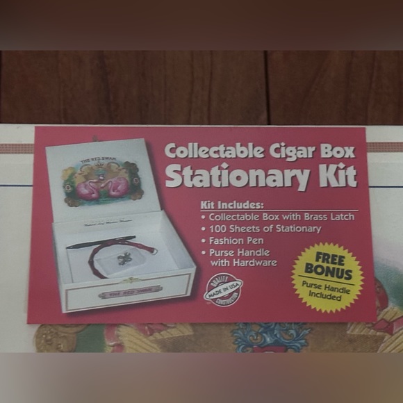 Collectible  cigar box stationary kit with free bonus purse handle - Picture 3 of 4